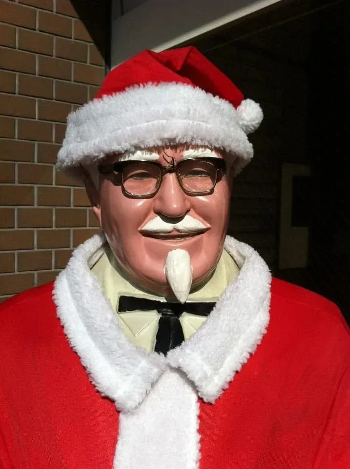 Colonel Sanders dressed as Santa in Japan for Christmas Kentucky-style Fried Chicken